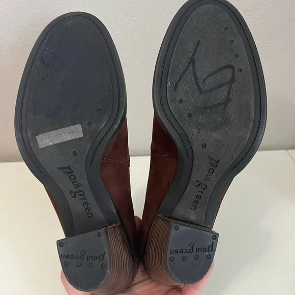 Paul Green | 'Jules' Block Heel Chelsea Boot Cognac Brown Leather Women Sz 5/7.5 - Picture 4 of 8